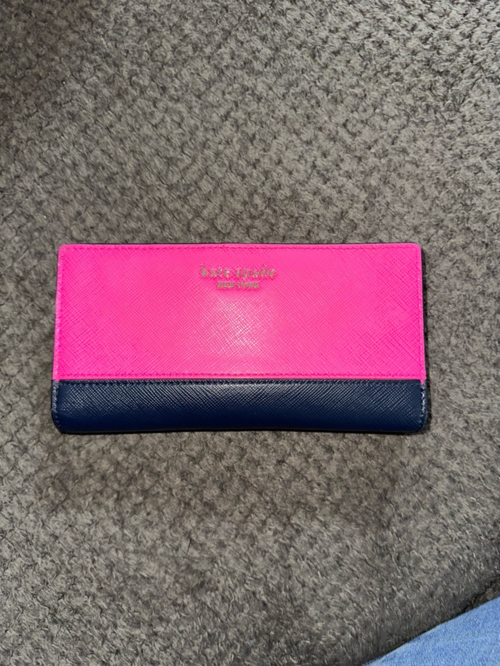 kate spade Hot Pink and Navy Saffiano Continental Wallet